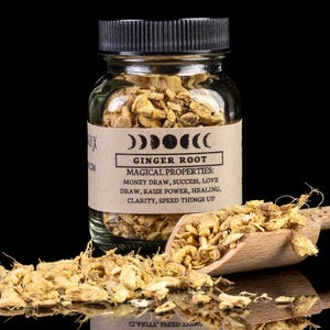 GINGER ROOT - Witchcraft Spell Herb Jar For Spellwork - Apothecary Curio
