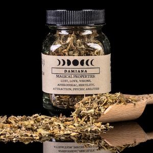 DAMIANA - Frasco de hierbas para hechizos de brujería - Curiosidad de boticario