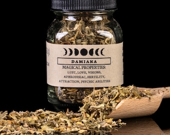 DAMIANA - Witchcraft Spell Herb Jar For Spellwork - Apothecary Curio