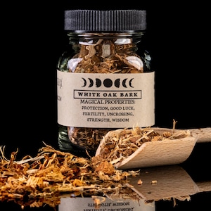WHITE OAK BARK - Witchcraft Spell Herb Jar For Spellwork - Apothecary Curio
