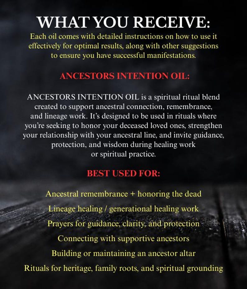 ANCESTORS Intention Oil / Ancestral Connection / Lineage Work / Invite ...