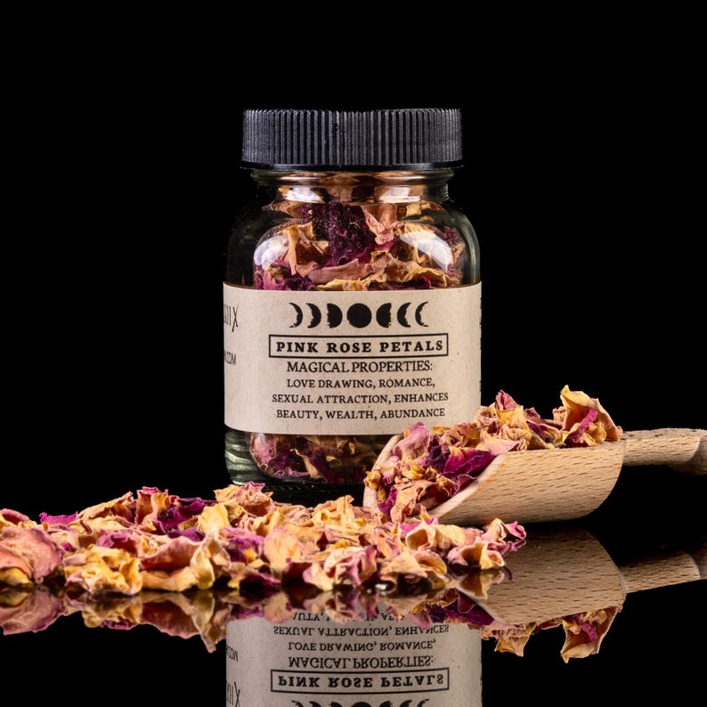 PINK ROSE PETALS - Witchcraft Spell Herb Jar For Spellwork - Apothecary Curio image 1