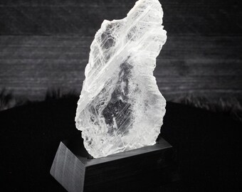 Gypsum Selenite on Wooden Stand from Brazil
