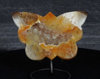 Gorgeous Druzy Agate Polished Butterfly With Stand From Brazil