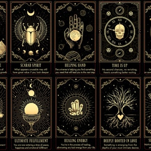 Mensajes del Oráculo del Espíritu Divino (78 Cartas) Guías Espirituales y Ángeles Negro y Dorado