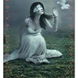 May include: A woman with a blindfold on sits in a field of grass, reaching out to a white dove flying away. The text "UNSIGHTED" is at the bottom of the image. The text below reads "They are unable to see the complete extent of the toxicity they brought into the connection because that's all they know."