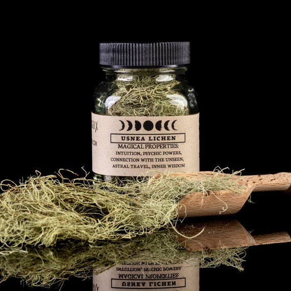 USNEA LICHEN - Witchcraft Spell Herb Jar For Spellwork - Apothecary Curio
