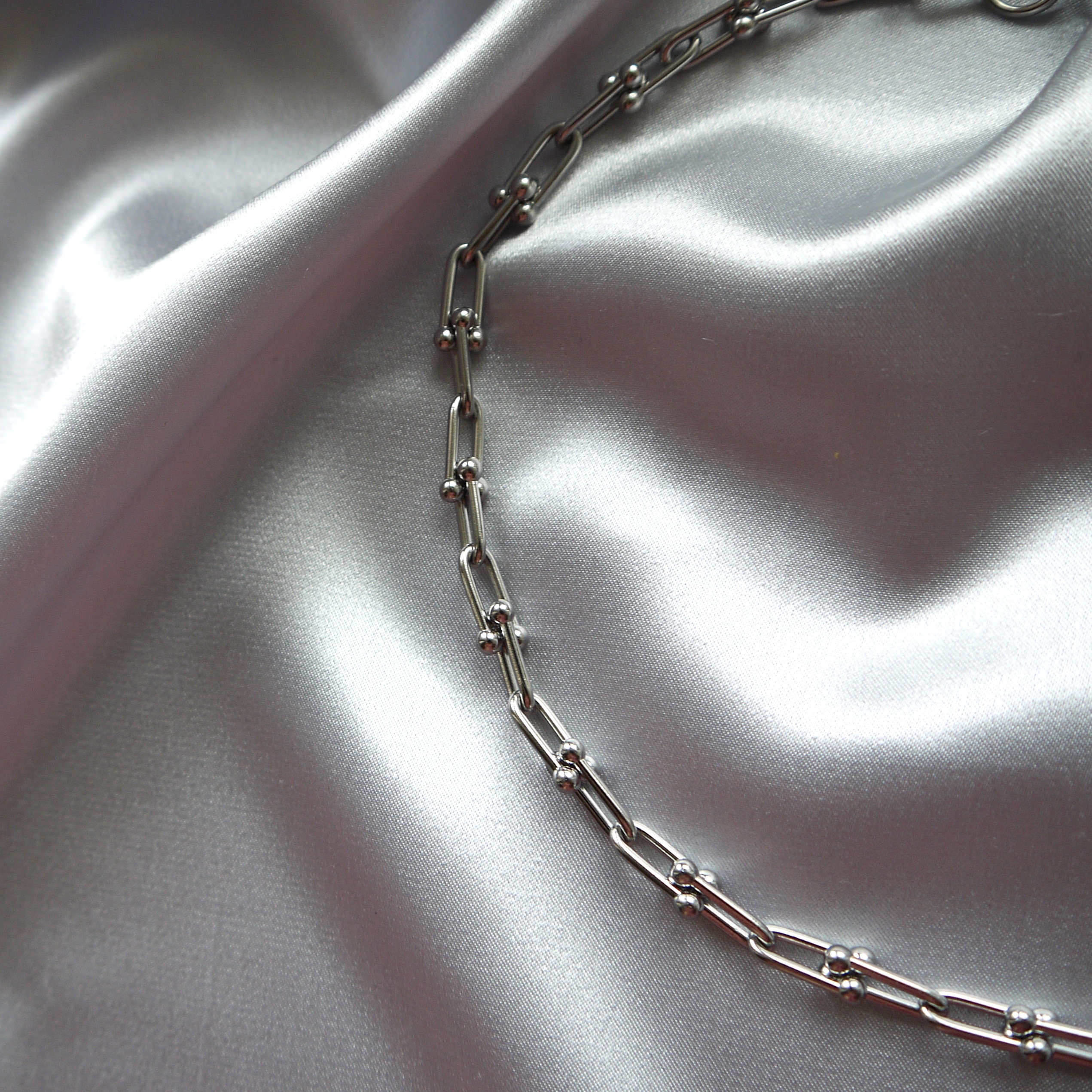 U Link Necklace Stainless Steel Small Hardware Chain Silver Etsy