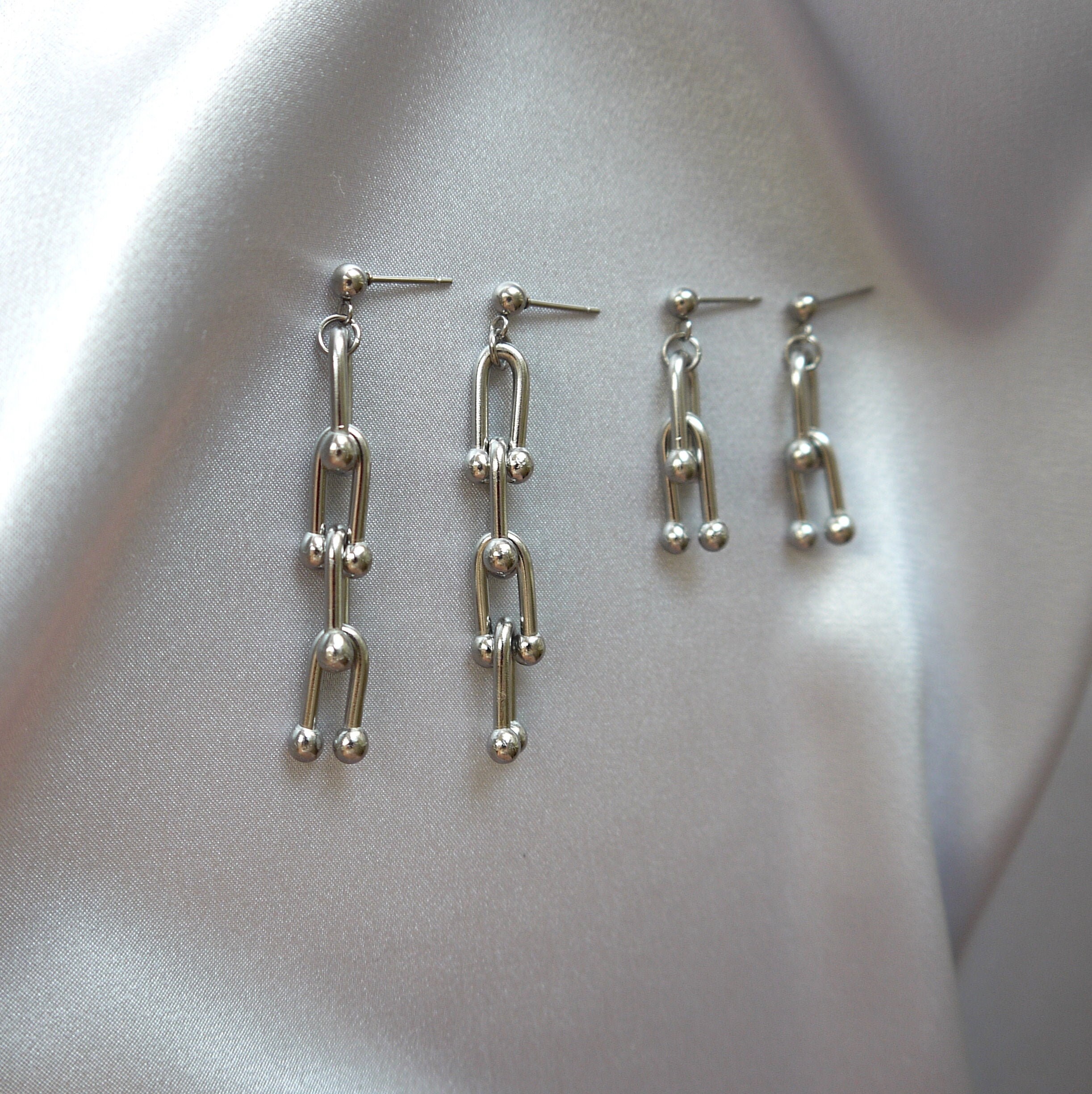 U Link Earrings Stainless Steel Chain Earrings Chunky Link Etsy