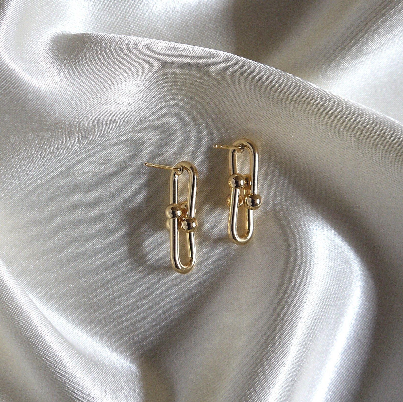 Tiffany Link Earrings Gold Chain Earrings U Link Earrings Etsy