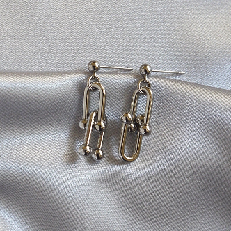 Tiffany and Co Earrings Tiffany Link Inspired Chain Earrings Etsy