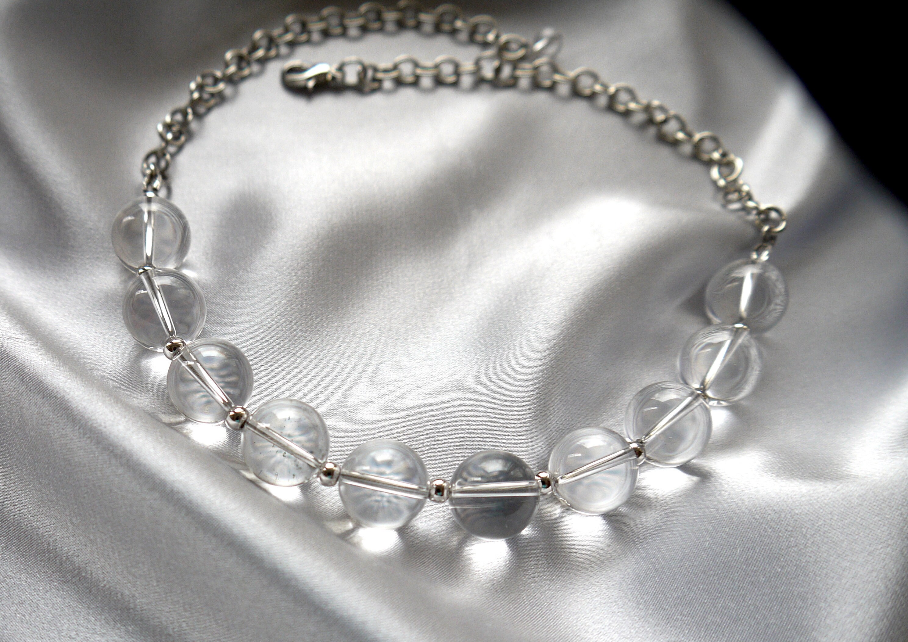 Clear Bead Necklace Rock Crystal Jewelry Large Beaded Etsy