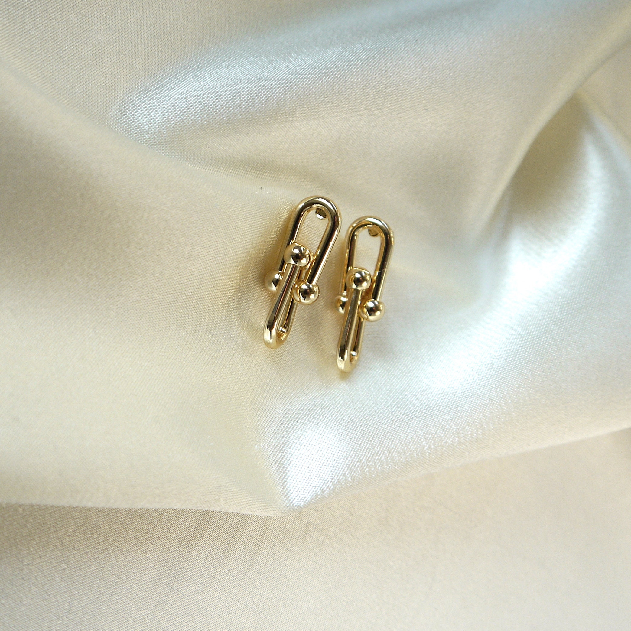 Tiffany Link Earrings Gold Chain Earrings U Link Earrings Etsy