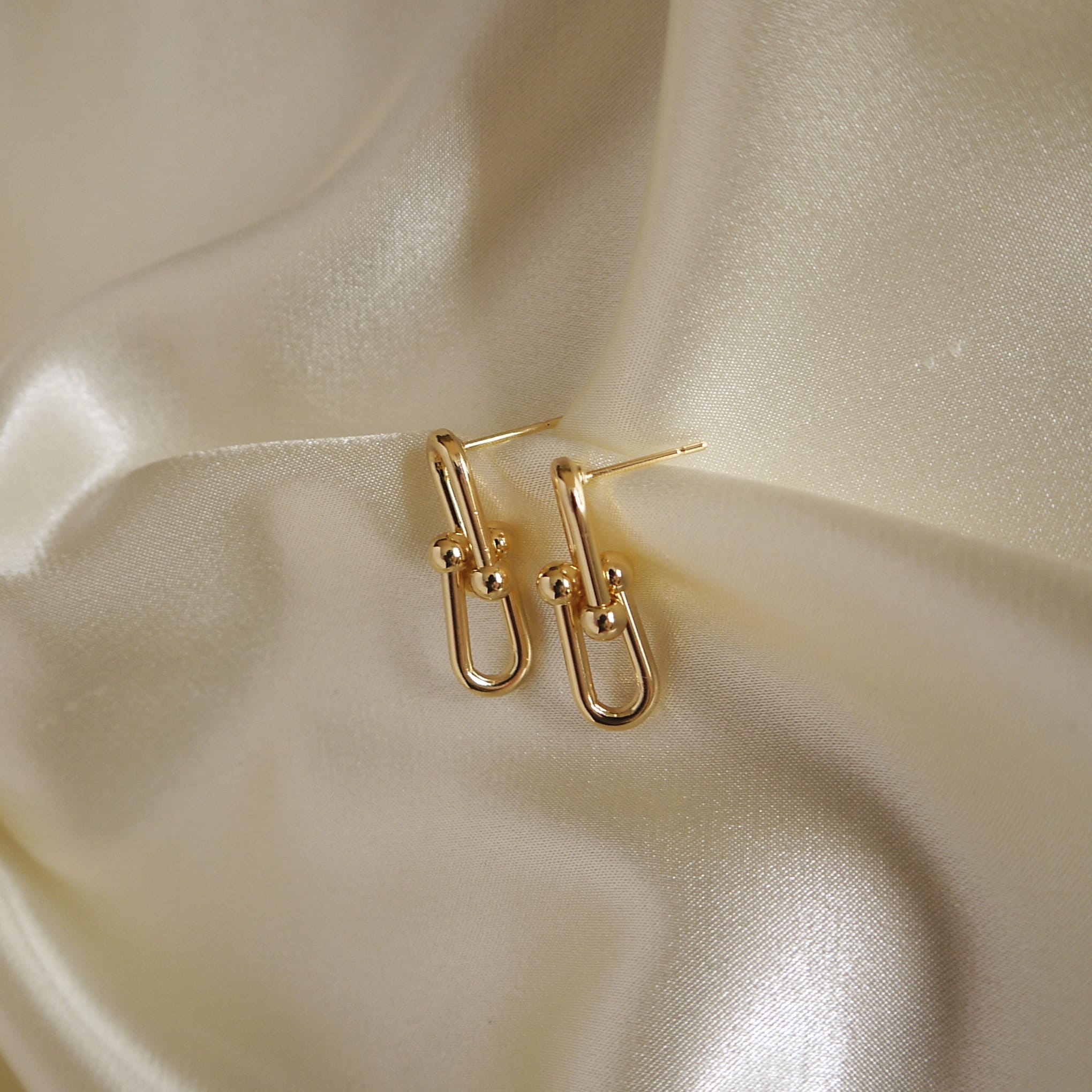 Tiffany Link Earrings Gold Chain Earrings U Link Earrings Etsy