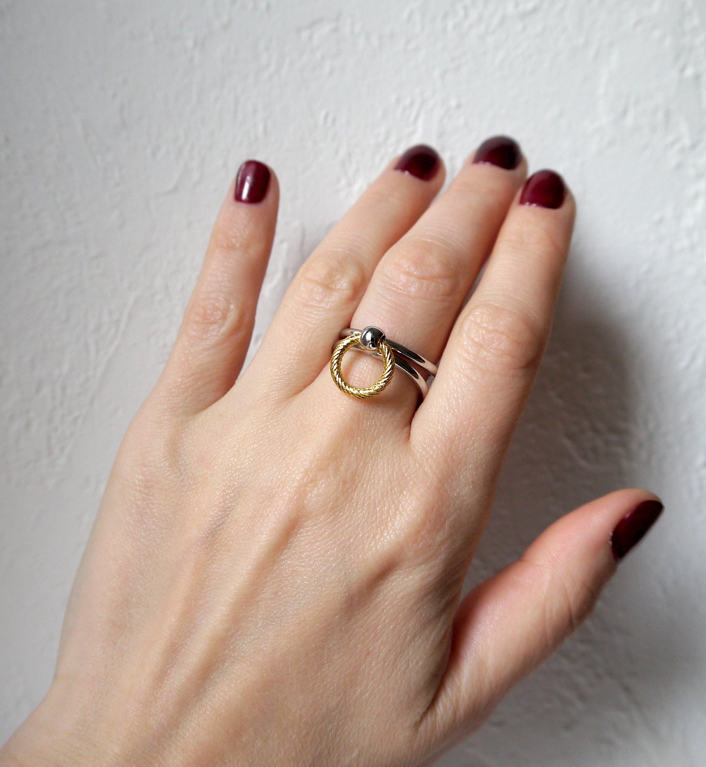 Dangle Charm Ring Mixed Metal Ring Chunky Statement Ring Etsy