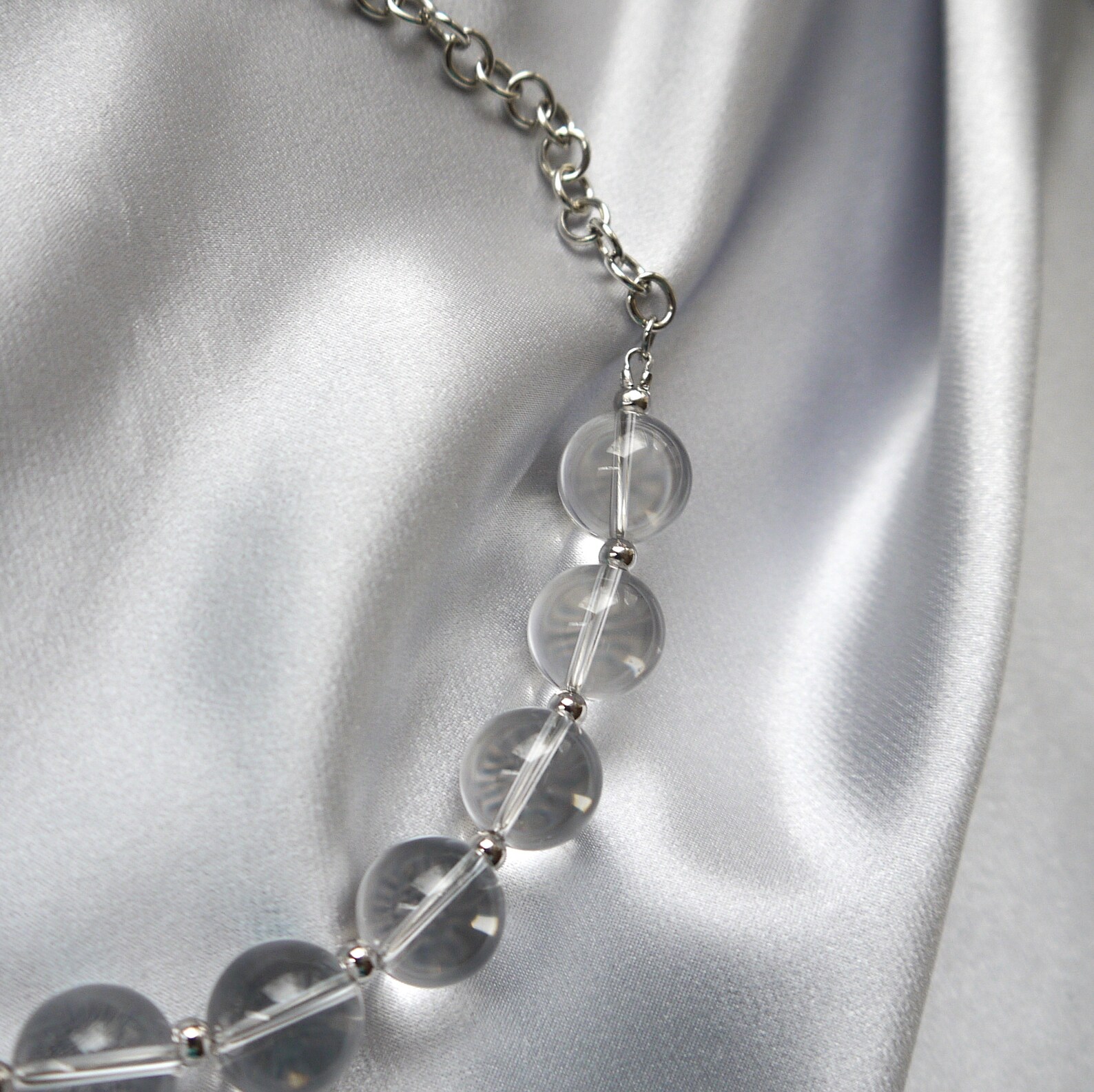 Clear Bead Necklace Rock Crystal Jewelry Large Beaded Etsy