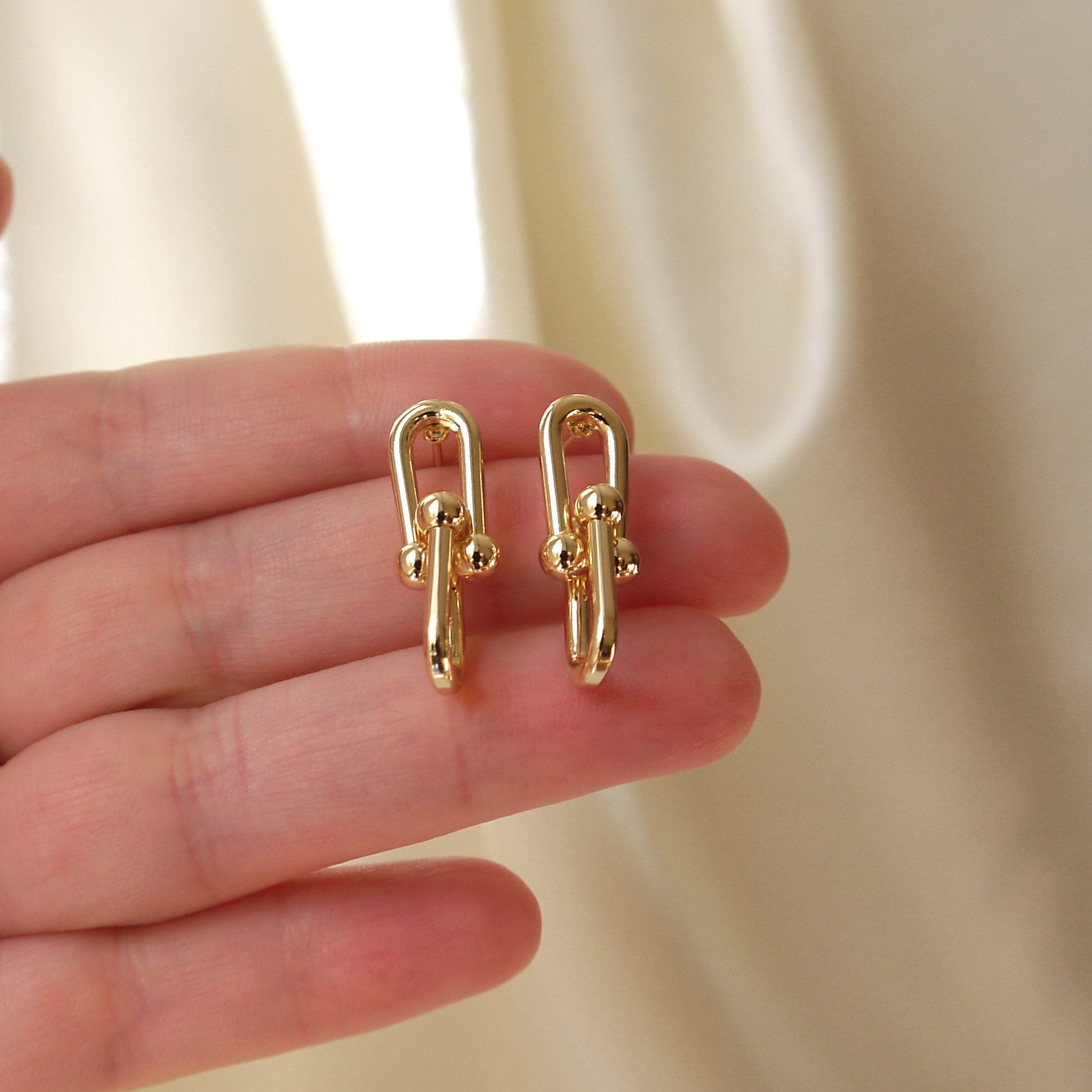 Tiffany Link Earrings Gold Chain Earrings U Link Earrings Etsy