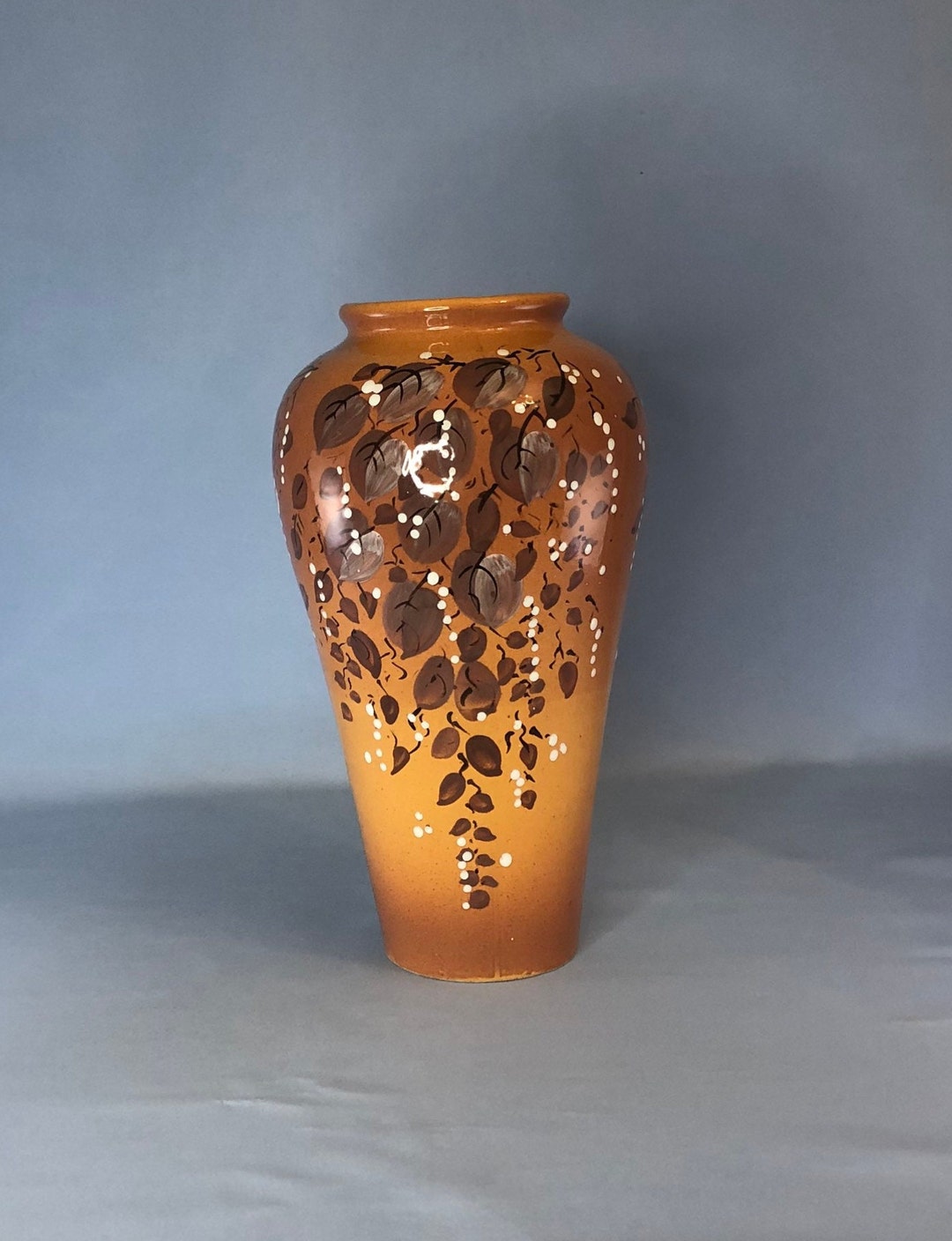 Big Vintage Vase From Slipware Ceramics by Soviet Ukraine Poltava