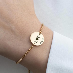 Couples Initial Bracelet, Customized Friendship Bracelet in Gold and Silver, Personalised Gift for Her & Him