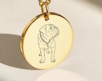 Custom Pet Portrait Necklace, Personalised Dog Necklace, Pet Memorial Jewellery, Pet Loss Gift