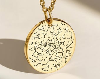 Custom Star Map by Date Necklace, Engraved Globe Stars Pendant, Anniversary Gift for Her