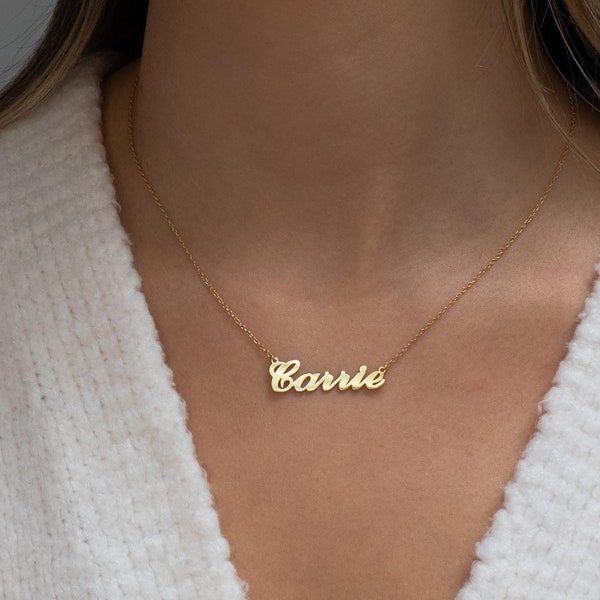 Meilleurs cadeaux pour elle, collier personnalisé avec nom Carrie, cadeaux d'anniversaire de meilleur ami en or et argent sterling