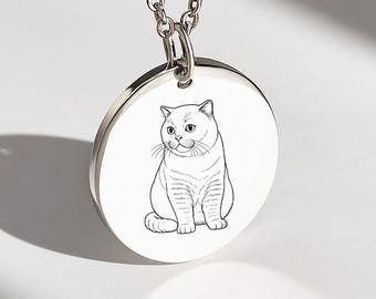 Engraved Dog Memorial Jewelry, Custom Pet Portrait Necklace, Pet Loss Gift