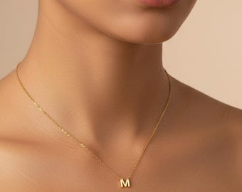 Personalised Mini Initial Charm, Dainty Letter Necklace in Silver & Gold, Custom Letter Necklace