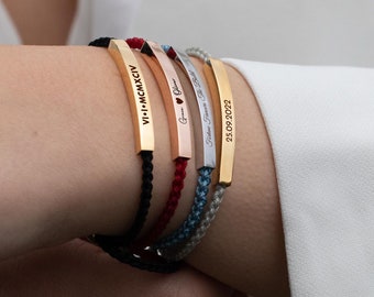 Custom Name Bracelet • Engraved Bar Bracelet • Couple Bracelet Initial and Date Bracelet • Personalized Bracelet • Anniversary Gift for Him