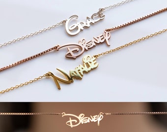 Custom Name Necklace, Personalised Gifts for Kids, Gifts for Women in Sterling Silver & Rose Gold, Yellow Gold, Disney