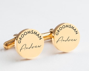 Personalized Engraved Cuff Links, Stainless Steel Groomsmen Gift