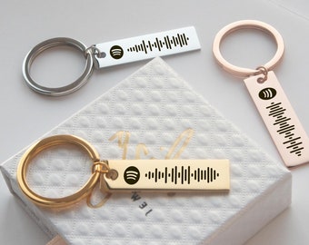 Personalized Song Code Keychain, Stainless Steel Music Keyring