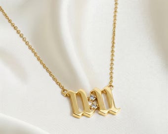 11:11 Necklace with CZ Stone in Gold and Silver, Dainty Angel Number Pendant