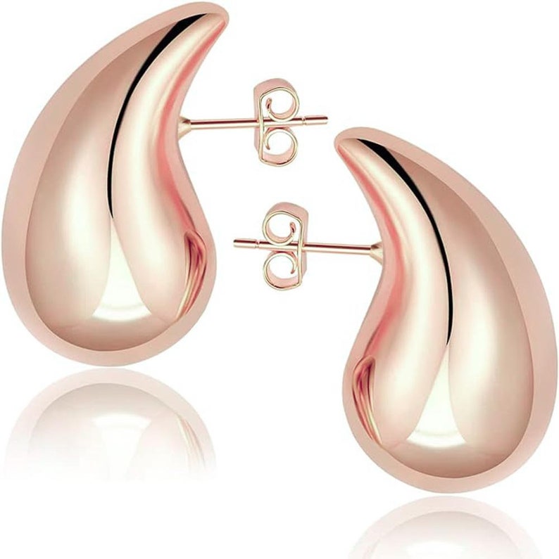 Wassertropfen Ohrringe, Chunky Gold Teardrop Ohrringe, Drop Dupe Ohrringe, Chunky Dome Hoop Ohrringe, 18K Gold Ohrstecker Rose Gold