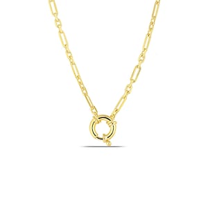 Gold Link Chain Necklace, Carabiner Necklace, Gold Figaro Chain Necklace, Silver Rectangle Chain Link Necklace, Thick Gold Chain Necklace,