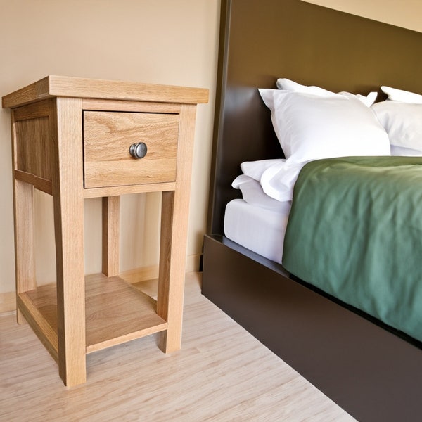Lillyvale Oak Bedside 1 Drawer Cabinet,Solid Oak Bedside Table, Oak Furniture,Nightstand or Lamp Table Furniture