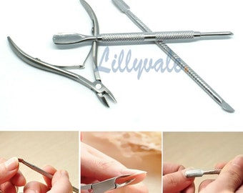 Stainless Steel Cuticle Pusher/Remover Nail Clipper Set