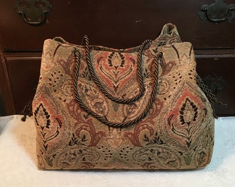 Paisley Tapestry Victorian Carpet Bag - Overnight Bag for Women - Honeymoon Tote