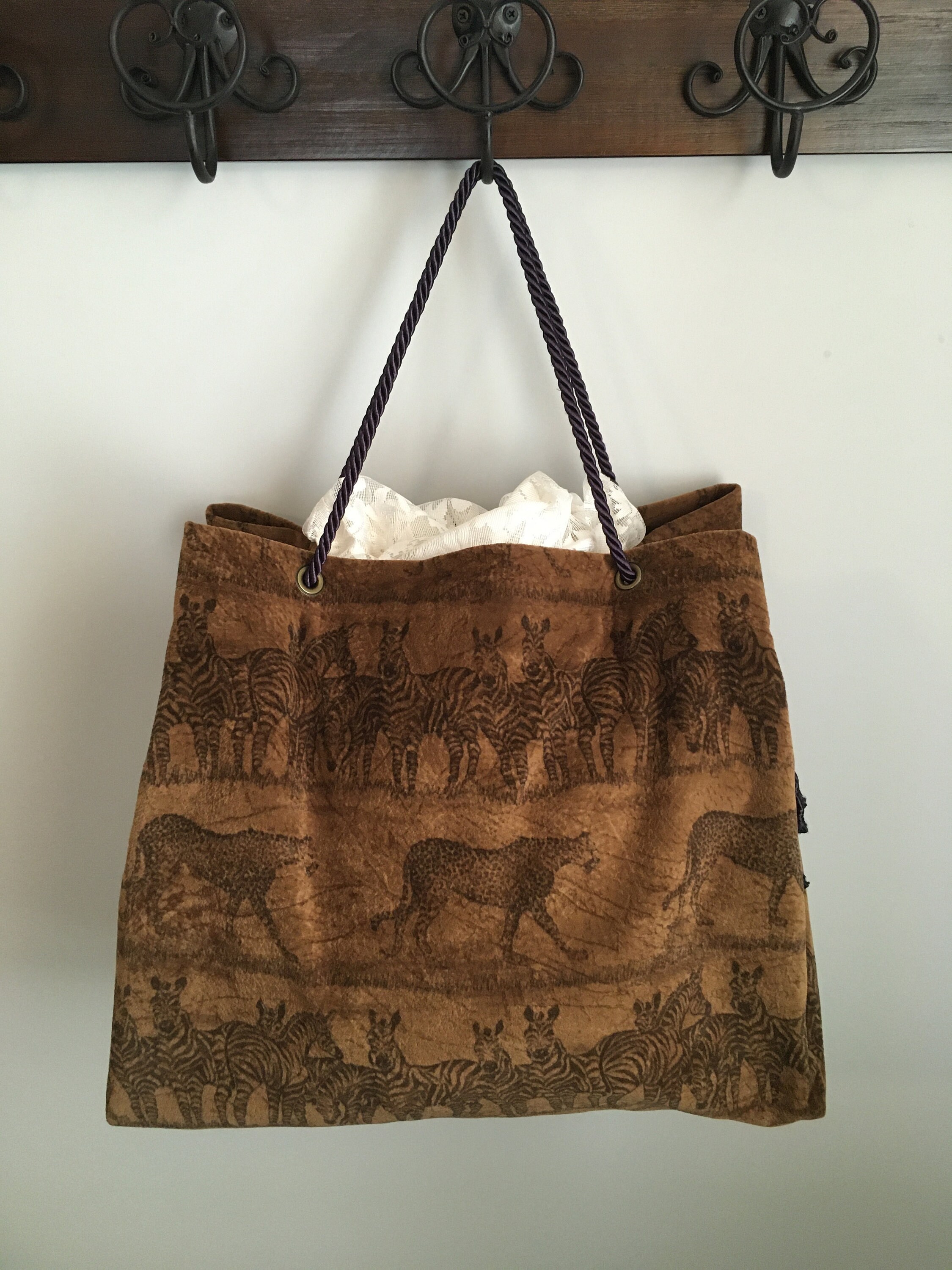 Brown Victorian Carpet Bag African Fabric Bag Large Etsy