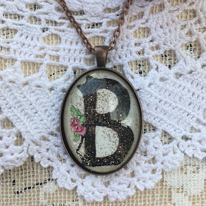 Alphabet Necklace - Single Monogram - Black Letter B Pendant - Personalized Jewelry - Romantic Gift for Her