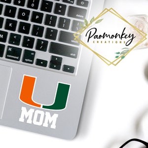 University of Miami Logo with Name* Decal, Vinyl Sticker for Car, laptop, and windows. MOM, DAD * Personalized Custom Christmas Gift *