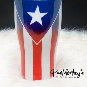 Puerto Rican Flag Themed Custom Tumbler with Plastic Straw | Puerto Rico | Perfect Gift | * Personalized Custom Gift *