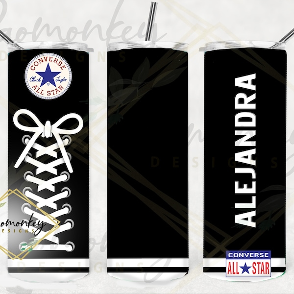 Converse All Star Shoes Themed | Custom 20oz Tumbler and Plastic Straw | Sublimation | Perfect Gift | * Personalized Custom Gift *