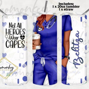 Personalized Nurse Tumbler: Hero Design, 20oz Stainless Steel