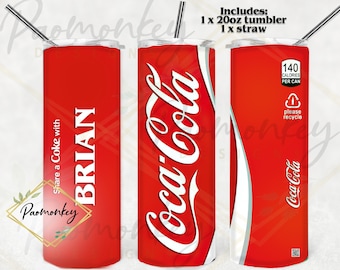 Coca Cola Can Tumbler: Personalized 20oz Stainless Steel Cup
