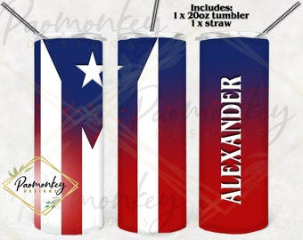 Gobelet drapeau portoricain : tasse personnalisée en acier inoxydable de 20 oz