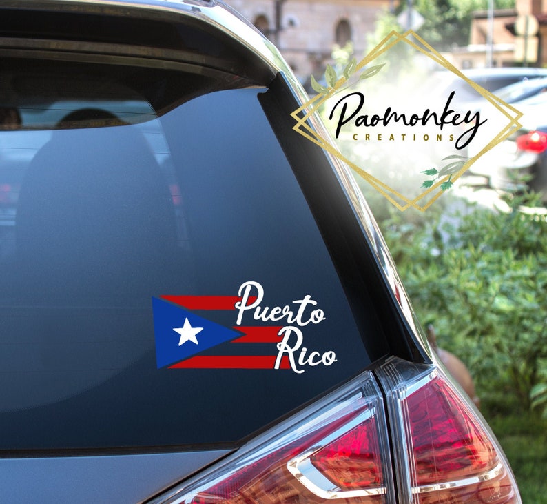 Adesivo Auto Bandiera Puerto Rico PR Sagoma Profilo - Decalcomania Vinile Bianco Opaco 6 Pollici (sda2)