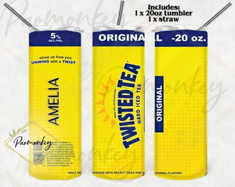 Personalized Twisted Tea Tumbler: Custom 20oz Stainless Steel Cup