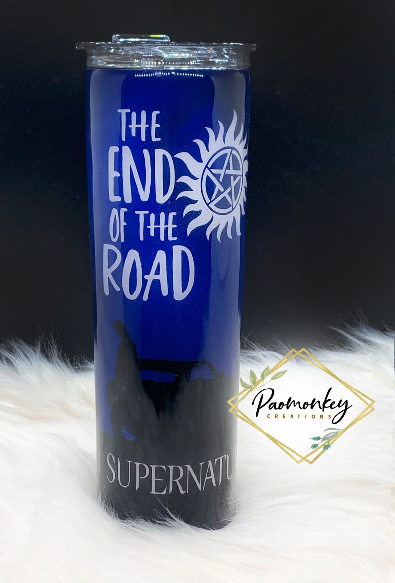 Supernatural : The end of the road | Custom Tumbler with Plastic Straw | Perfect Gift | * Personalized Custom Gift * image 5