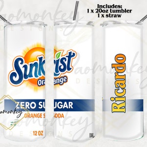 Sunkist Zero Sugar Orange Themed Can | Custom 20oz Tumbler | Sublimation | Perfect Gift | * Personalized Tumbler Custom Gift *